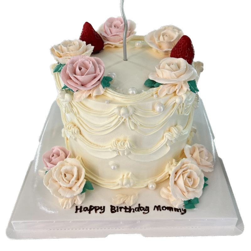 Vintage Style Fresh Cream Celebration Cake