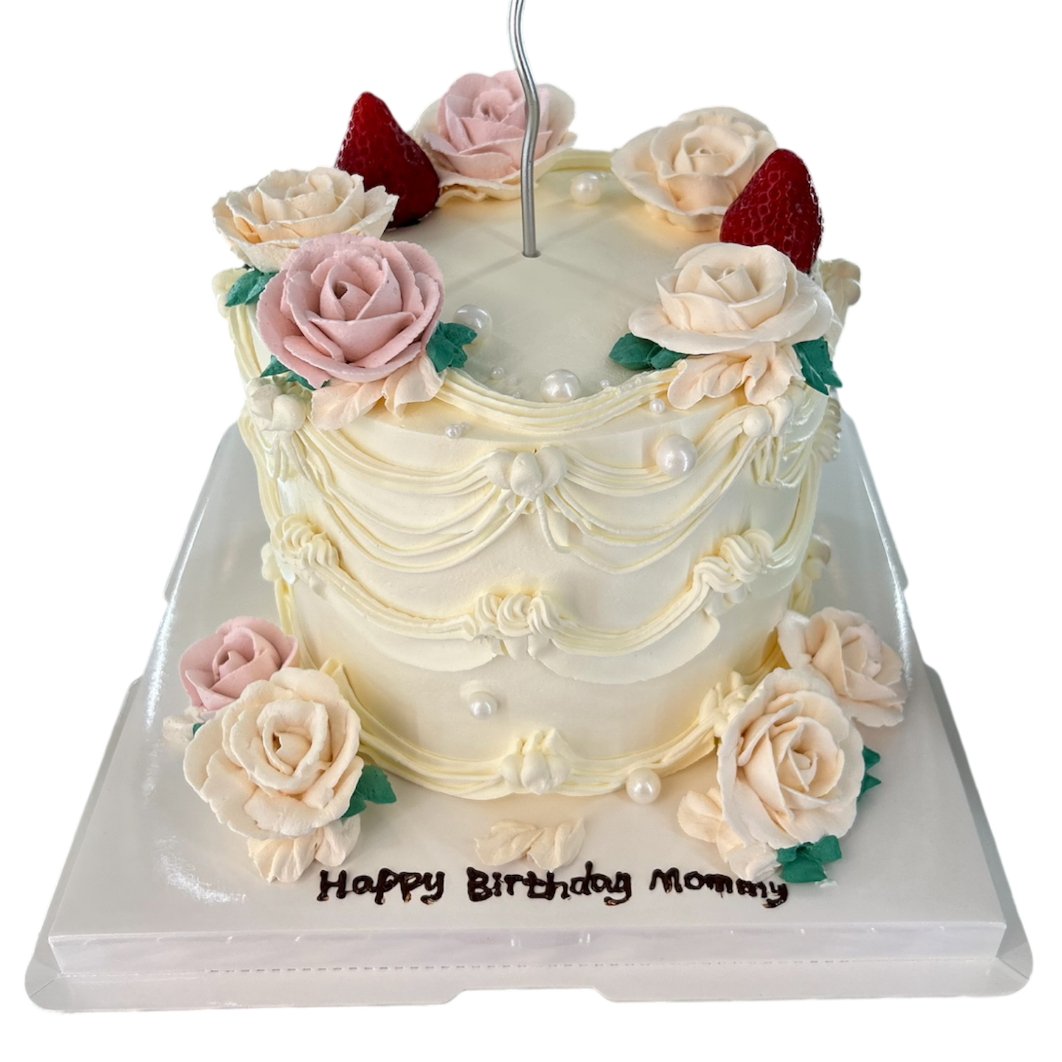 Photoroom_20260225_213753 Vintage Style Fresh Cream Celebration Cake - Image 1